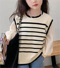 Striped Lightweight Knit Top for Little Girls