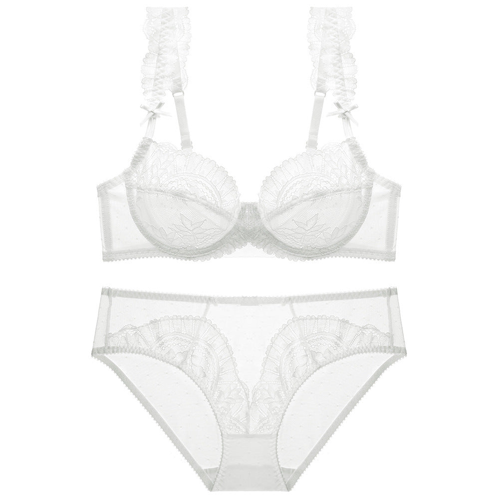 Women’s Lace Underwear Set – Large Size Thin Transparent Bra for Big Bust