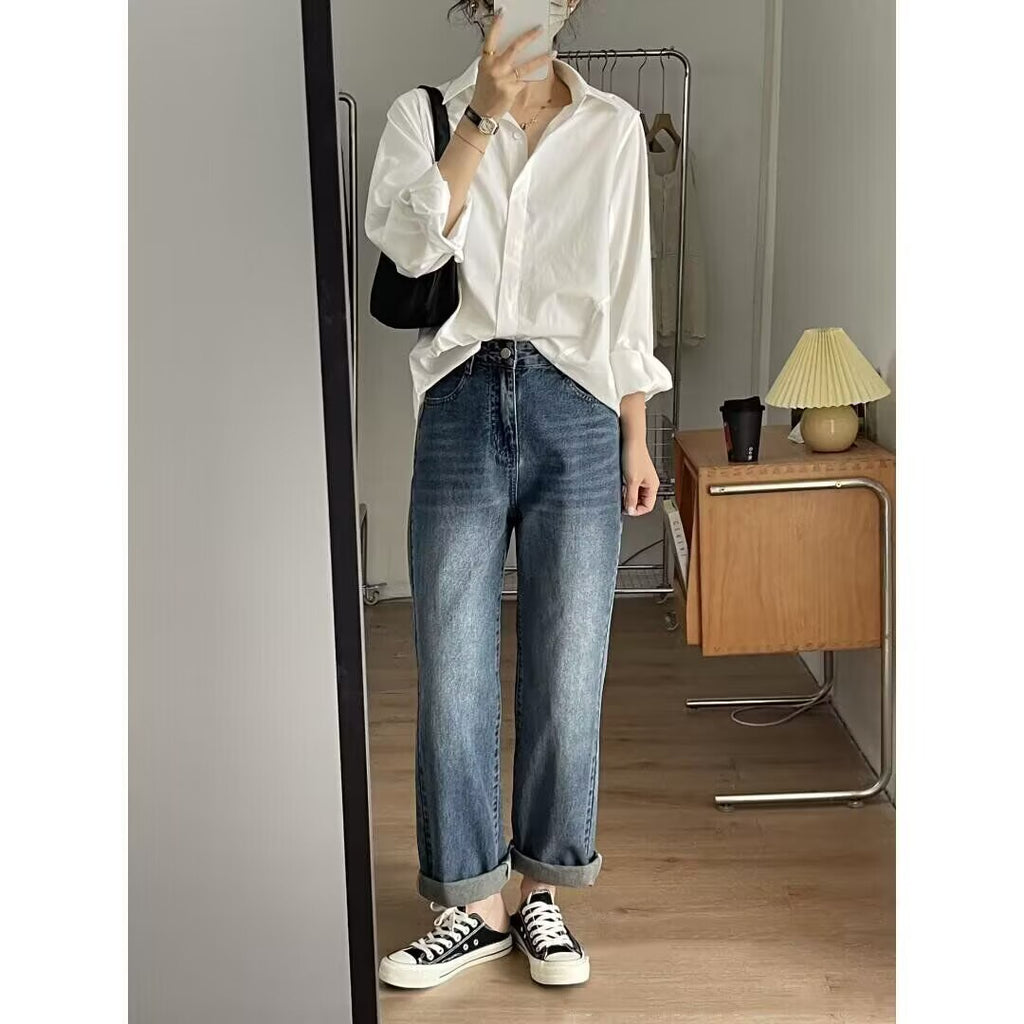 French Chic White Long-Sleeved Shirt - Niche Design for Spring & Autumn