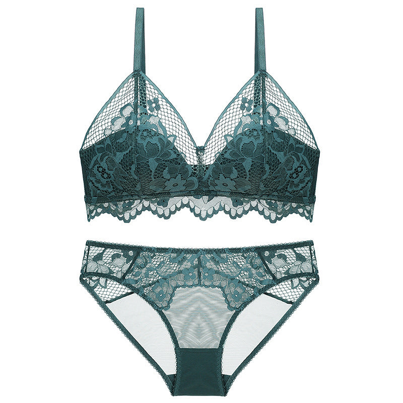 Women lace high-end French bra without wires to wrap the breasts Bra Set