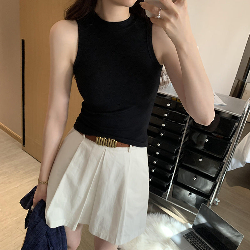 Women's Milky White Sports Camisole - Spring & Summer Sleeveless Innerwear/Outerwear Top