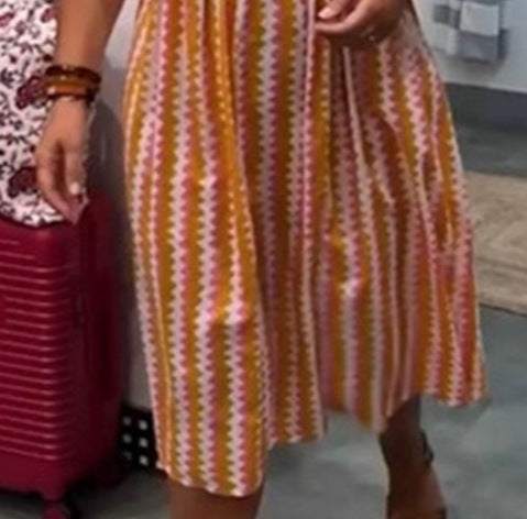 Summer Printed V-Neck Button Front Loose Casual Dress