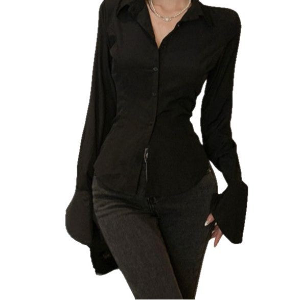 Women's French-Inspired Lace Shirt - Lightweight Waist-Tie Top for Spring & Autumn