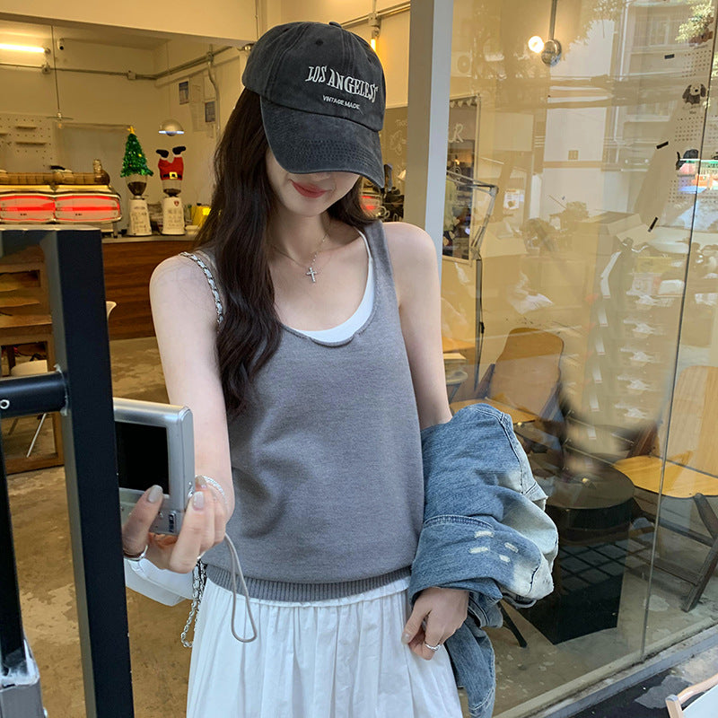 Women's Loose & Slim Sleeveless Knitted Camisole - Summer Inner & Outer Wear Top