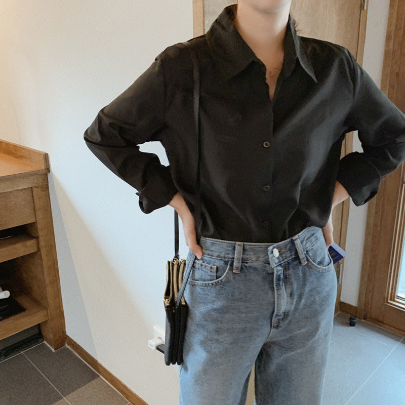 Women's Niche Design White Shirt - All-Match Elegance for Spring & Autumn