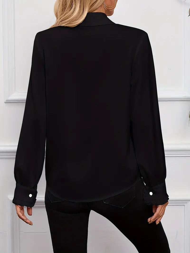 Women's Autumn Fashion Ruffle Layered Decorative Long Sleeve Shirt