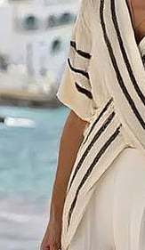 Women's Autumn Striped Cross-Front Top and Wide Leg Pants Two-Piece Set
