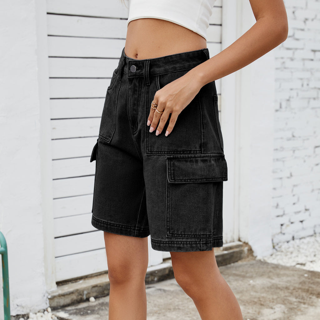 New Street Fashion Washed Workwear Denim Shorts for Women