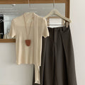 Summer Halter Hollow Knit Sweater - Women's Short Sleeve French Slim Fit Top