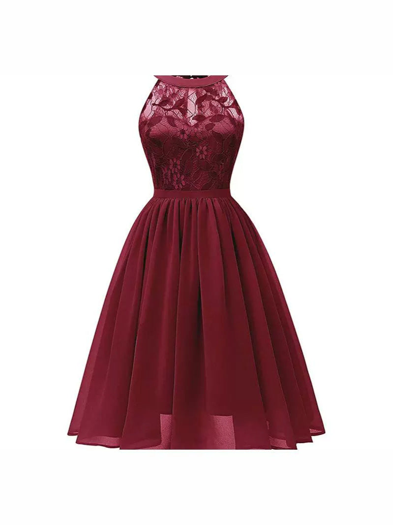 Bridesmaid Dresses 2025 – Women's Long Chiffon A-Line Gown with Zipper Back, Pleated Skirt, Elegant Formal Small Dress