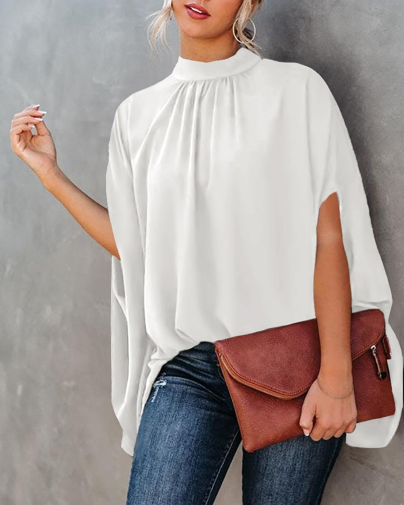 Women's Loose Batwing Sleeve Top - Casual Round Neck Fashion Shirt