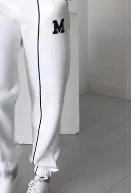 Women's Autumn and Winter Letter Print Long Sleeve Sweatshirt and Casual Pants Sports Two-Piece Set