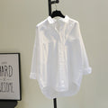 Women's White High-Low Shirt with Double Pockets - Effortless Edge Meets Everyday Chic
