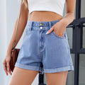 Women's Summer Classic Loose Fit Rolled Hem Casual Denim Shorts