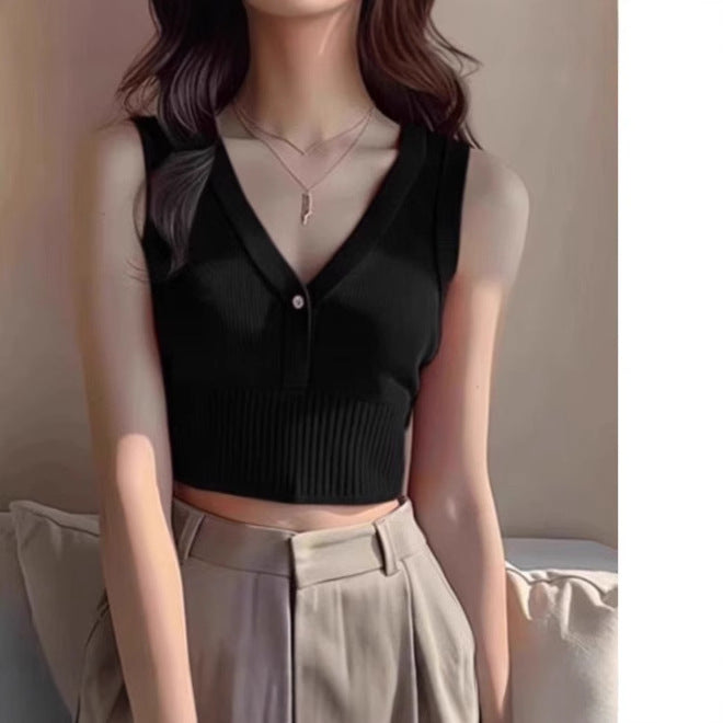 Women Summer Must-Have: Girls' Knitted Crop Vest - Lightweight, Trendy, and Perfect for Layering