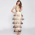Women Backless Halter Neck Sequin Dress