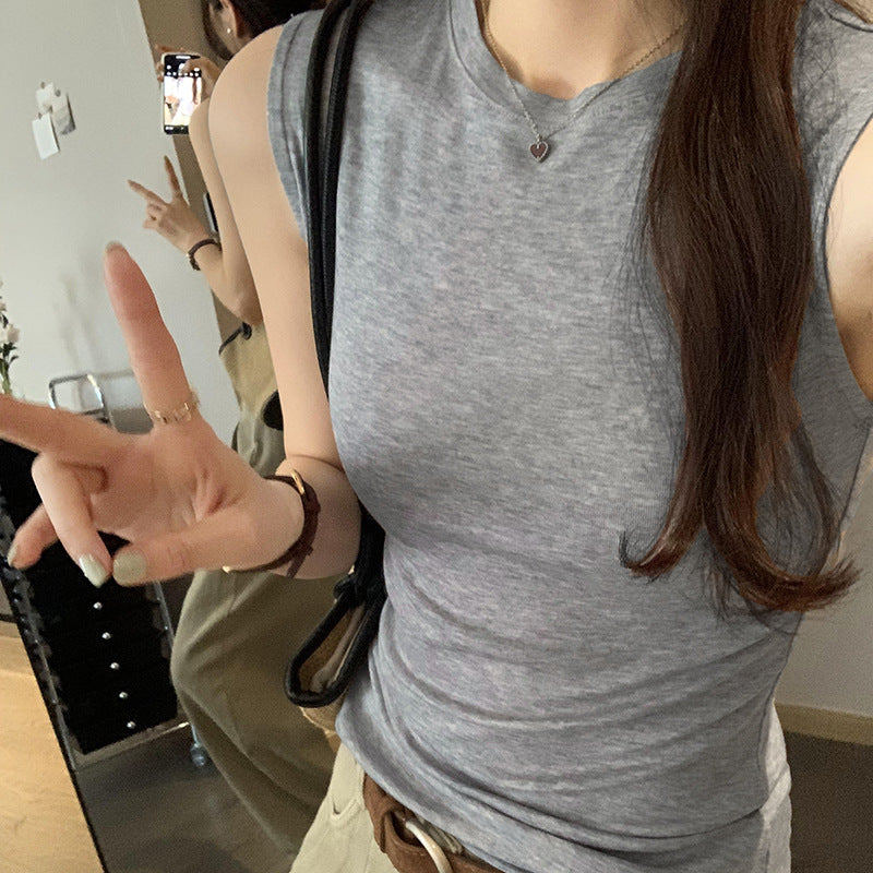 Women's Lyocell Tencel Wool Sleeveless Vest - Skin-Friendly I-Shaped Summer Top