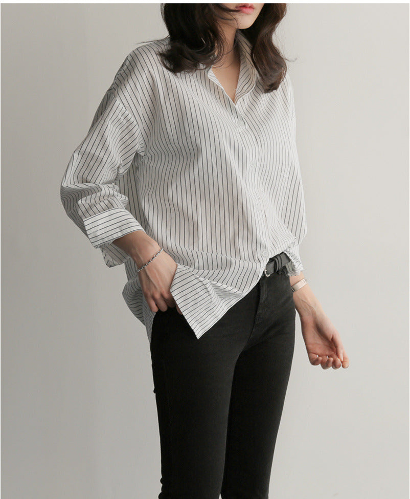 Simple & Versatile Striped Long-Sleeved Shirt - Spring/Autumn Edition