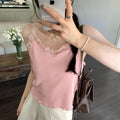Women's Exquisite Lace Stitching Sling Top - Elegant Summer Outerwear