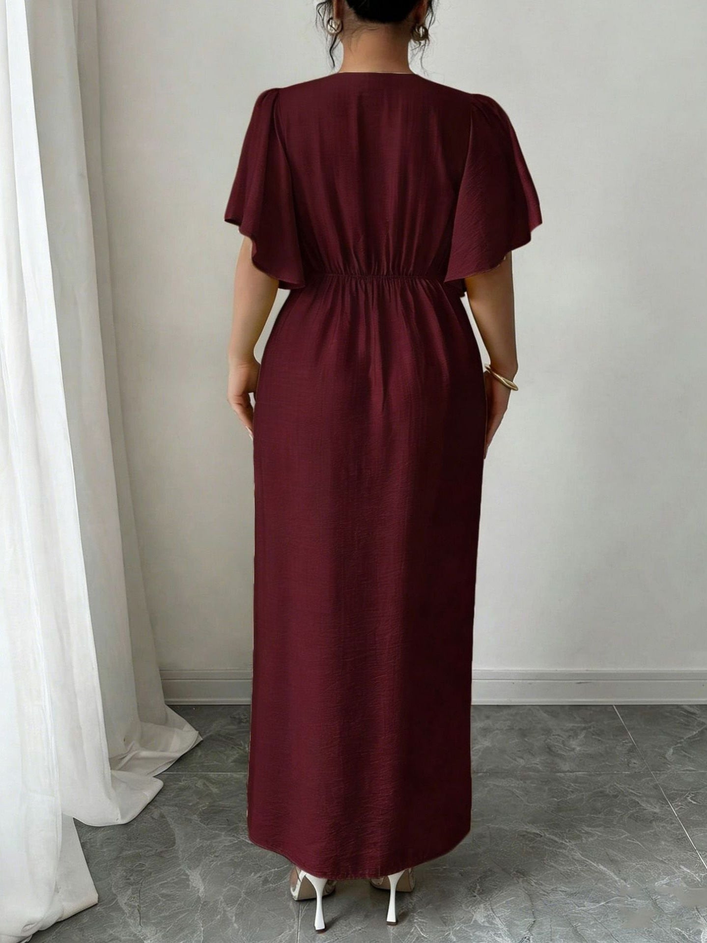 Fashionable Elegant Women's V-Neck Summer Short-Sleeve Casual Dress