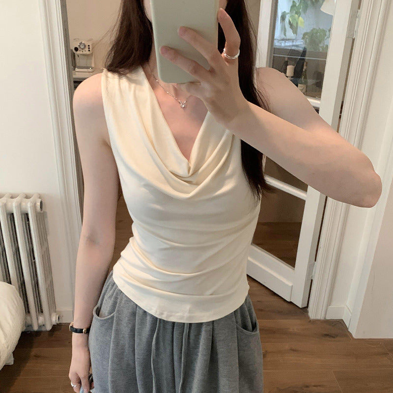 Elegant Waistcoat-Collar Sleeveless Vest - Summer Slimming Outerwear for Women
