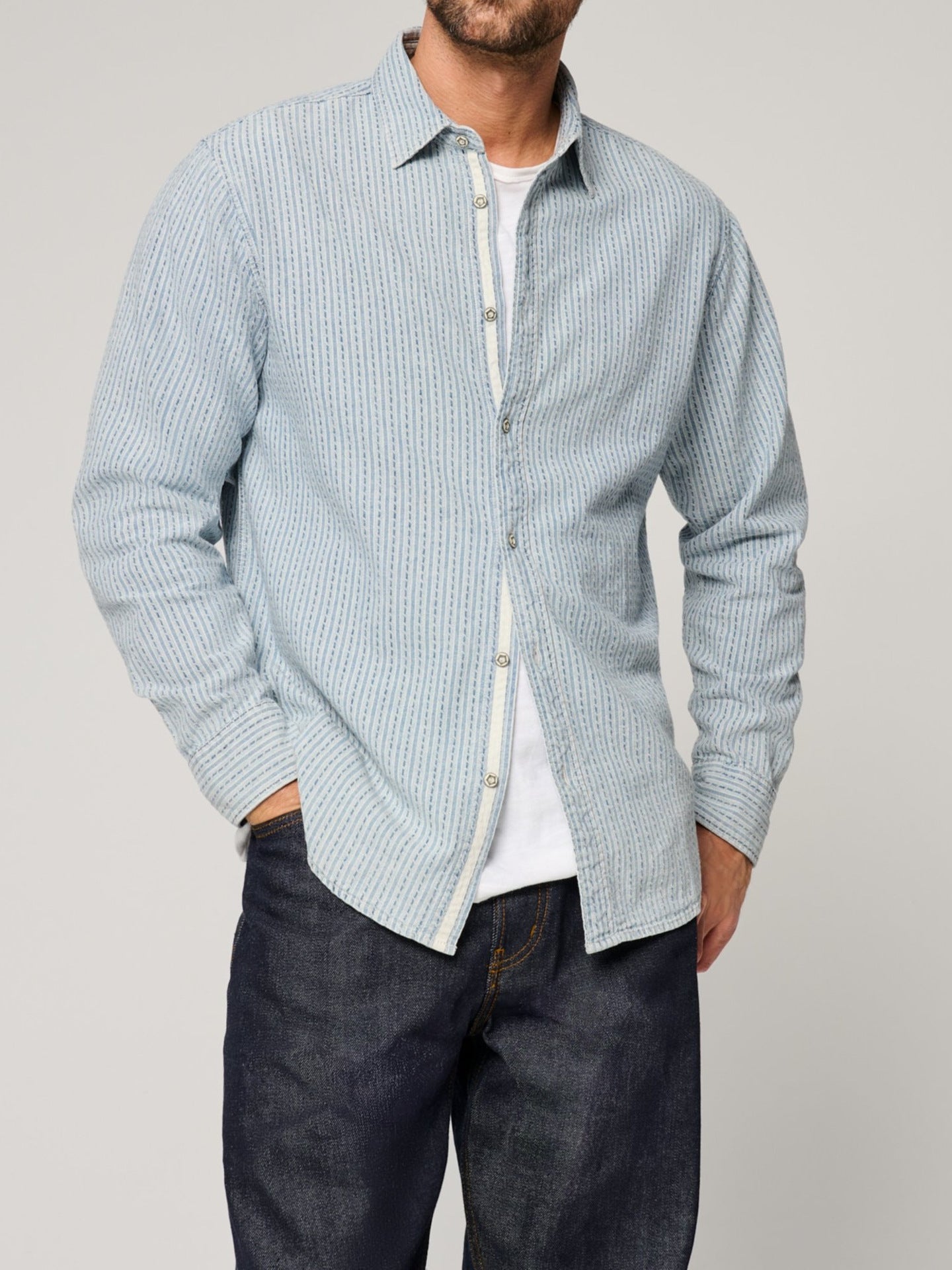 Striped Casual Long-Sleeve Men’s Shirt