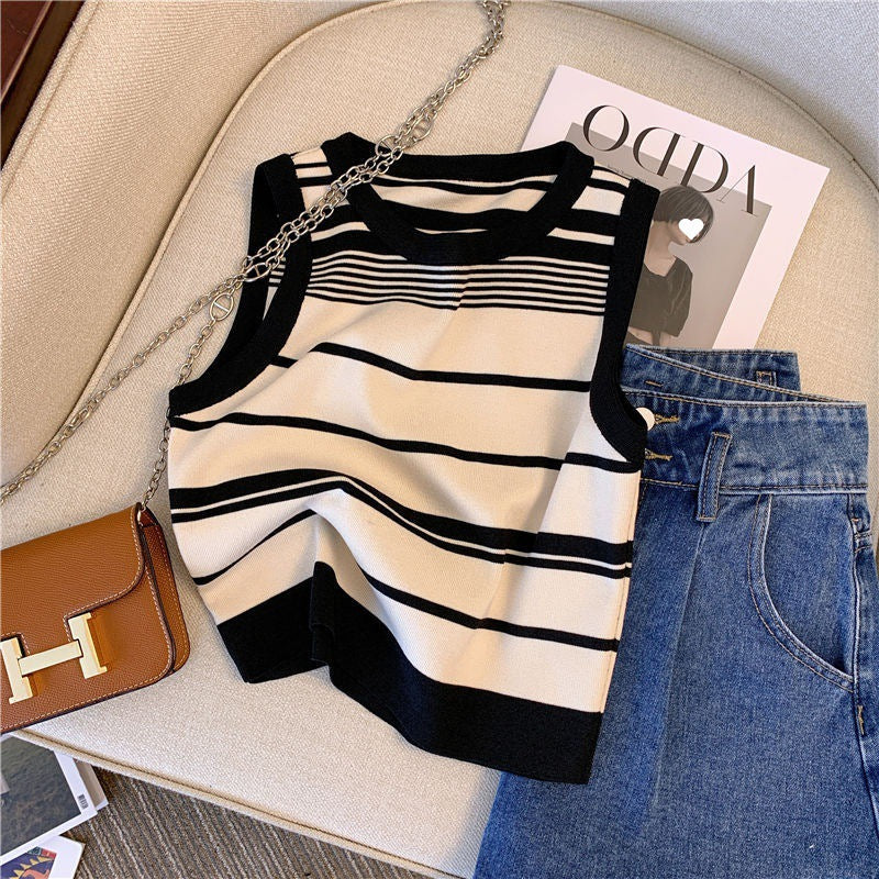 Sweet Hottie Striped Sleeveless Sweater - Summer Chic Casual Top for Women