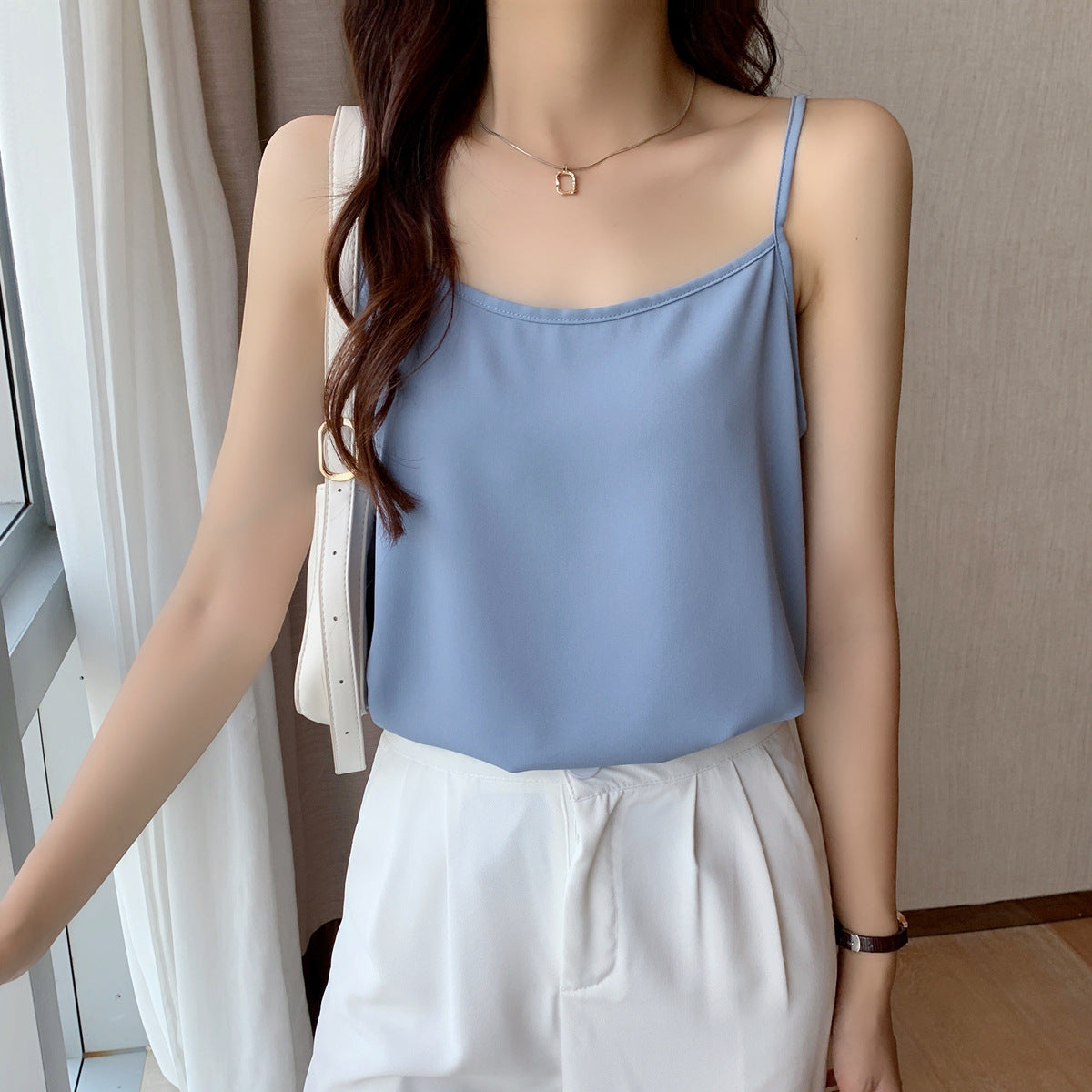 2025 Summer Women's Small Camisole Vest with Base & Suit-Style Outerwear - White | New Style