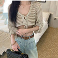 Women's Lace-Up Short Slim Pullover Knitted Sweater - 2025 Spring & Autumn Collection