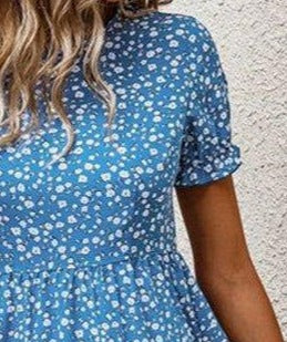 Women's Printed Round Neck Short-Sleeve Dress