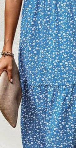 Women's Printed Round Neck Short-Sleeve Dress
