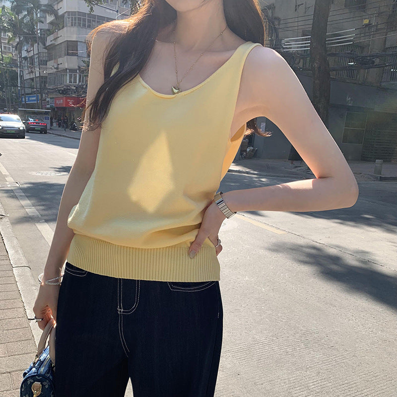 Women's Loose & Slim Sleeveless Knitted Camisole - Summer Inner & Outer Wear Top