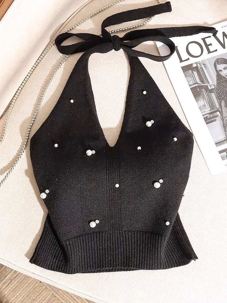 Summer Chic Halter Neck Camisole Vest - Knitted Beauty for the Bold & Stylish