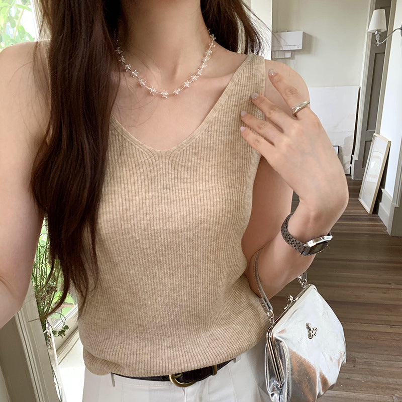 Women's High-End Sleeveless V-Neck Knitted Vest