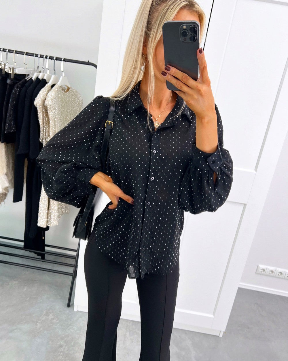 Women's Autumn Loose-Fit Polka Dot Long Sleeve Shirt Top