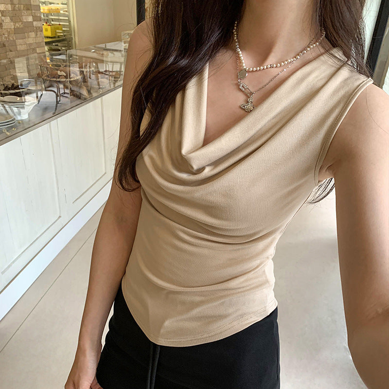 Elegant Waistcoat-Collar Sleeveless Vest - Summer Slimming Outerwear for Women