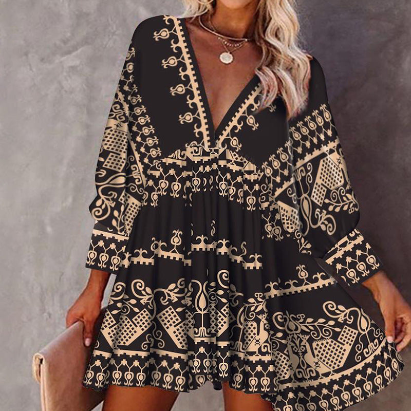 New Autumn Plus Size Women's Retro Long Sleeve Dress – Loose Casual Vintage Style