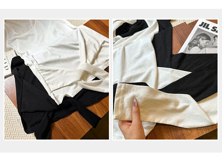 Women's Niche White Sleeveless Lace-Up Vest - I-Shaped Summer Outdoor Top