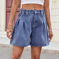New Elastic Waist Loose Fit Three-Quarter Length Denim Shorts for Men/Women