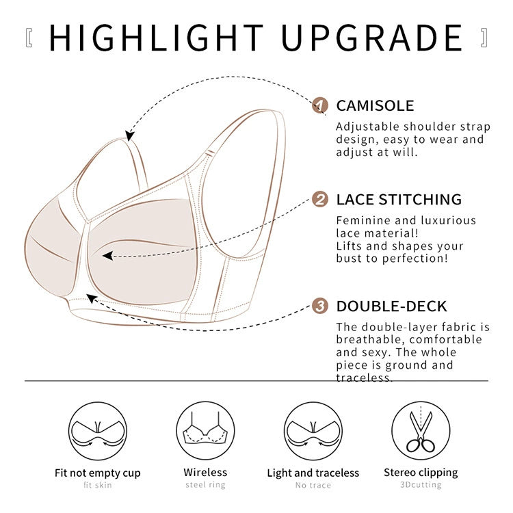 No-wire lace large cup thin plus size underwear European and American large size bra BCDEF cup
