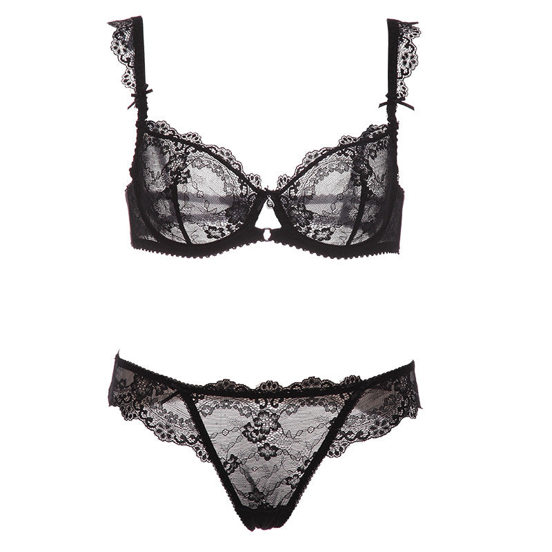 women's summer stock steel ring ultra-thin breathable large size bra set