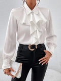 Women's Autumn Fashion Ruffle Layered Decorative Long Sleeve Shirt