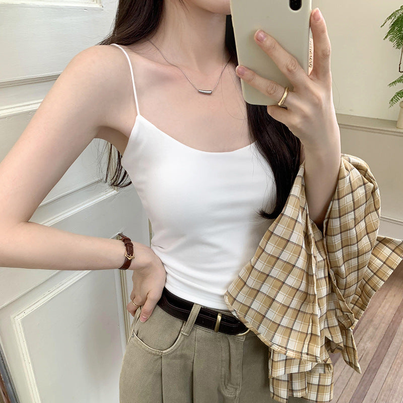Women's Real Shot Camisole with Chest Pads - Sleek Summer Strap Top