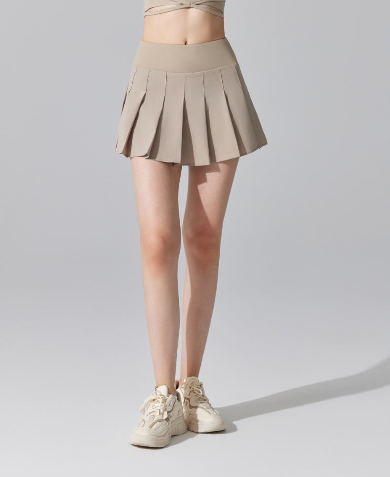 Women's Yoga Running Skirt - Pleated Sports Skirt, Quick-Dry, Anti-Light, Fake Two-Piece Design
