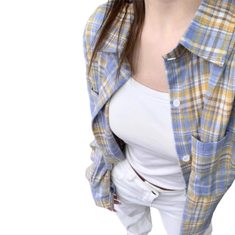 Women's Plaid Long-Sleeved Shirt - Classic, Cozy, and Effortlessly Cool