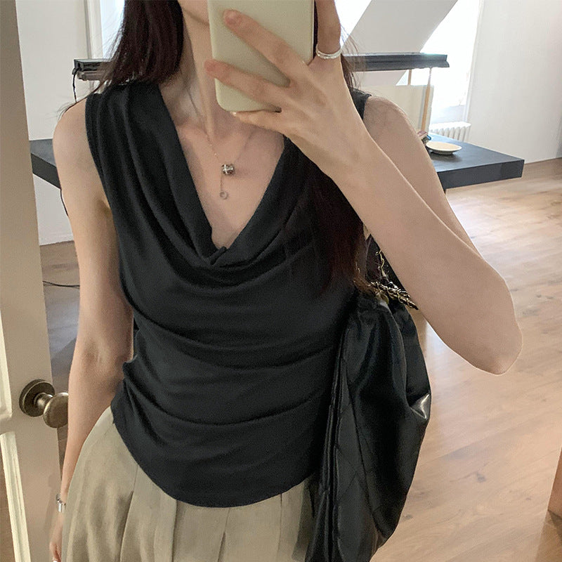 Elegant Waistcoat-Collar Sleeveless Vest - Summer Slimming Outerwear for Women