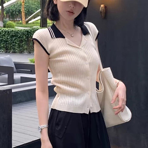 2025 Summer Women's Short-Sleeved Knitted Cardigan - Lightweight Slimming Fit