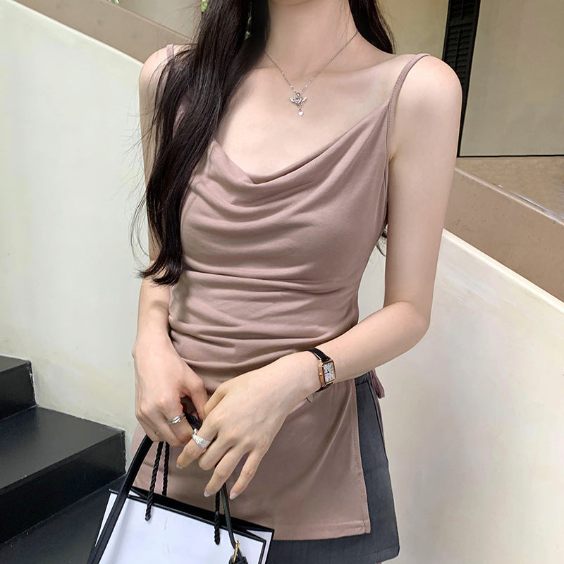 Women's Summer Swing Collar Lace-Up Camisole Top