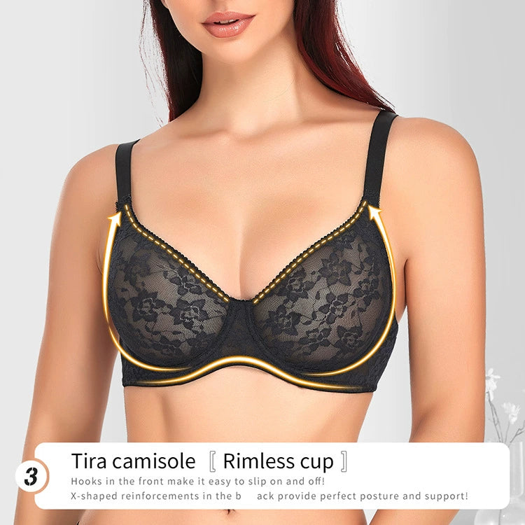 Women adjustable large size bra foreign trade steel ring gathered thin bra underwear