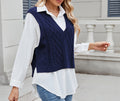 Women's Loose V-Neck Open Front Vest Coat Knit Sweater